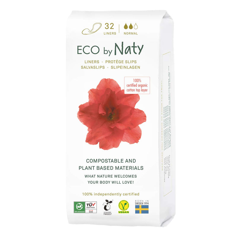 Eco by Naty Panty Liners Normal for Women – Liners for daily use, Eco-Friendly Women’s Thin Discreet Panty Liners with Organic Cotton to keep you fresh (32 Count) 32 Count (Pack of 1) - NewNest Australia
