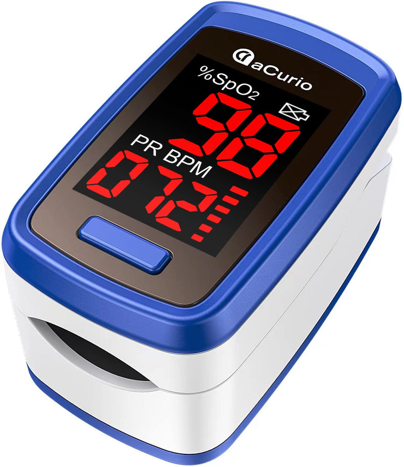 aCurio Pulse Oximeter NHS Test Oximeter - CE Approved Oxygen Monitor Finger Adults and Child Heart-Rate Monitor - Oxygen Saturation Monitor Accurate Fast Blood Oxygen Monitor Heart Rate Monitor blue - NewNest Australia