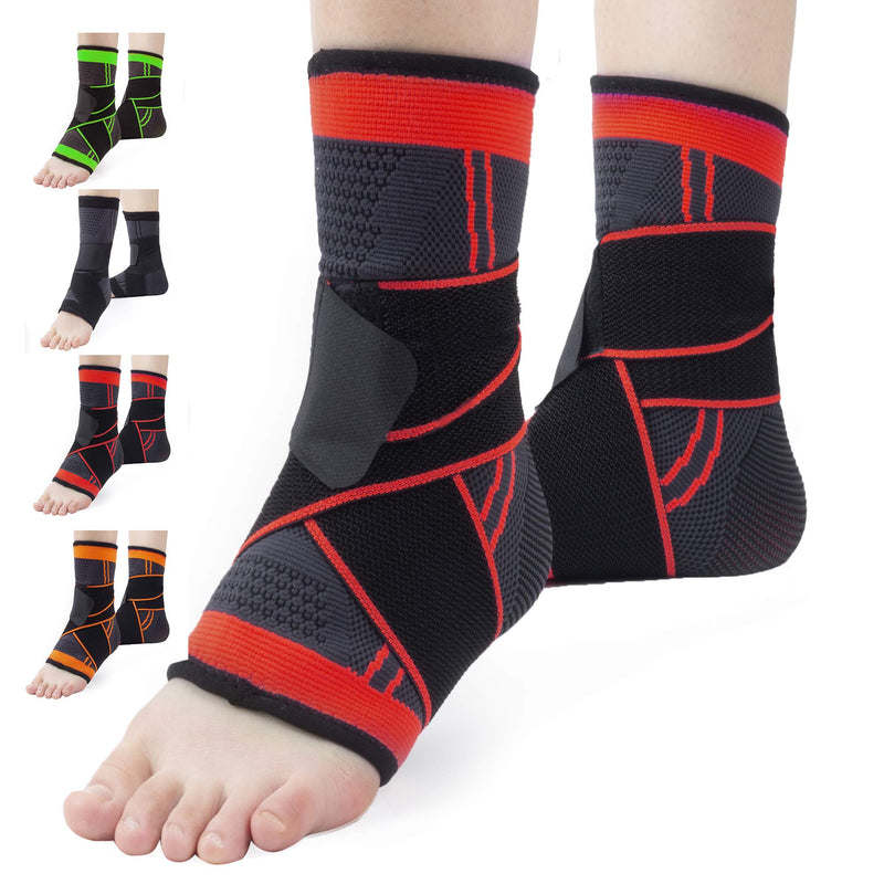 Ankle Brace Set of 2 Compression Support Adjustable Sleeve for Injury Recovery, Joint Pain and More, Arch Brace Support & Foot Stabilizer, Ankle Wrap Protect Against Ankle Sprains or Swelling L Red - NewNest Australia