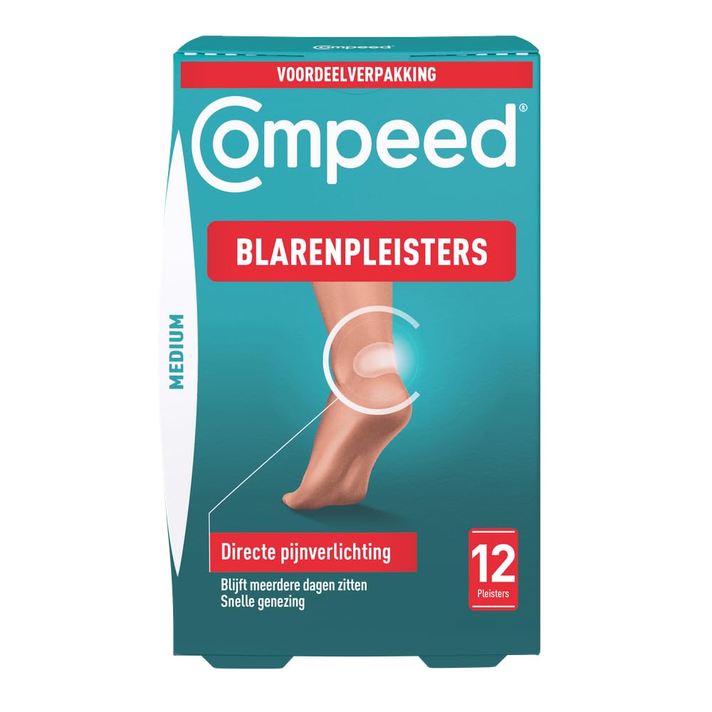 Compeed Medium Size Blister Plasters, 12 Hydrocolloid Plasters, Foot Treatment, Heal Fast, 100% Plastic Free Carton Pack ,12 count (Pack of 1) M (Pack of 12) Active - NewNest Australia