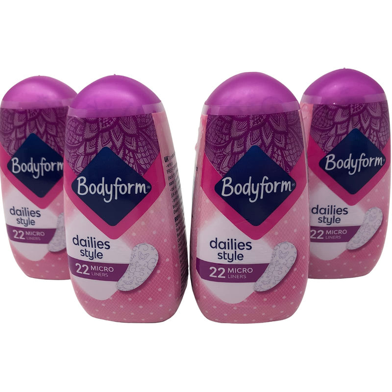 Bodyform Micro Liners Dailies Style Panty Liners for Women x22 Discreet Liners Per Pack Multipack Bulk Buy Containing 4 Packs (88 Pant Liners Total) - NewNest Australia