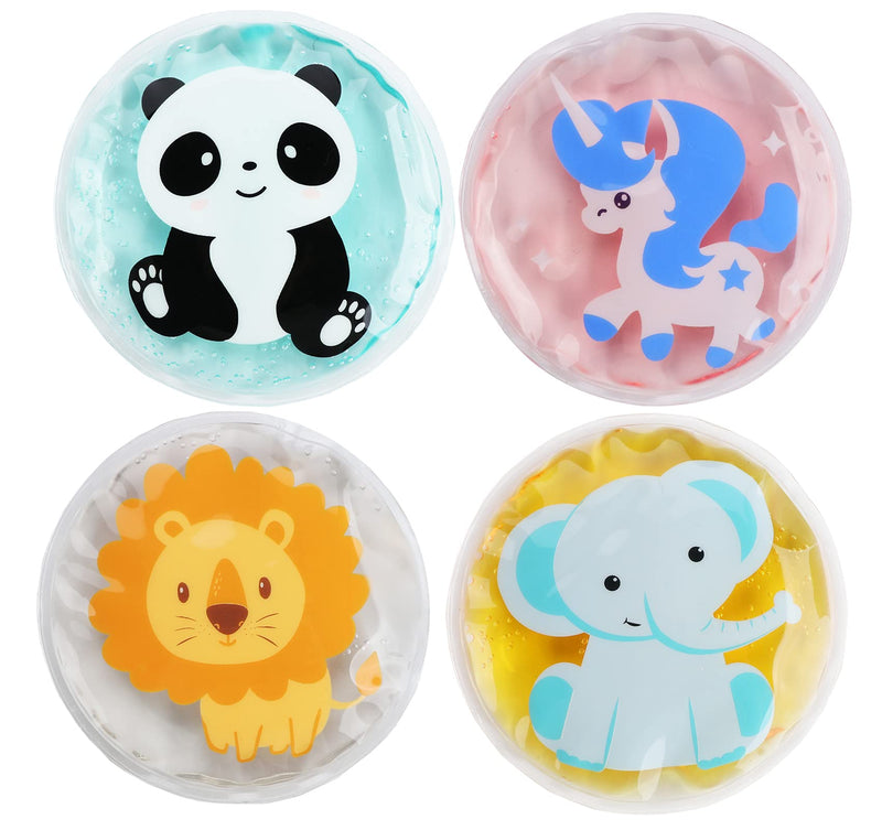 Sweelov 4 Cold Compress for Kids Gel Reusable Ice Packs Instant First Aid Gel Packs for Fever & Pain Relief Muscle Pains, Φ10cm, with Cloth Cover - NewNest Australia