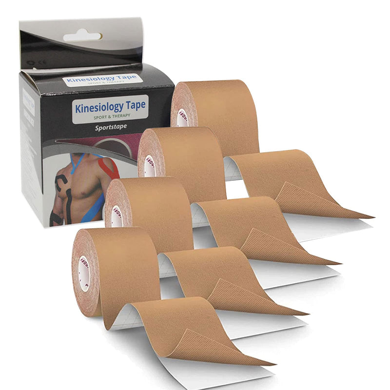 4 Roll Kinesiology Tape 5m Extra Sticky Kinesiology Tape Elastic Muscle Support Tape Waterproof Athletic Physio Muscles Strips Breathable for Exercise, Sports & Injury Recovery Skin Color - NewNest Australia