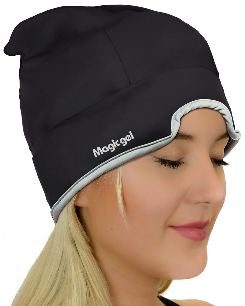 Magic Gel Migraine Ice Head Wrap | Real Migraine & Headache Relief | The Original Headache Cap | Cold, Comfortable, Dark & Cool; Endorsed by Physicians, Loved by Thousands - (Black) Black (Pack of 1) - NewNest Australia