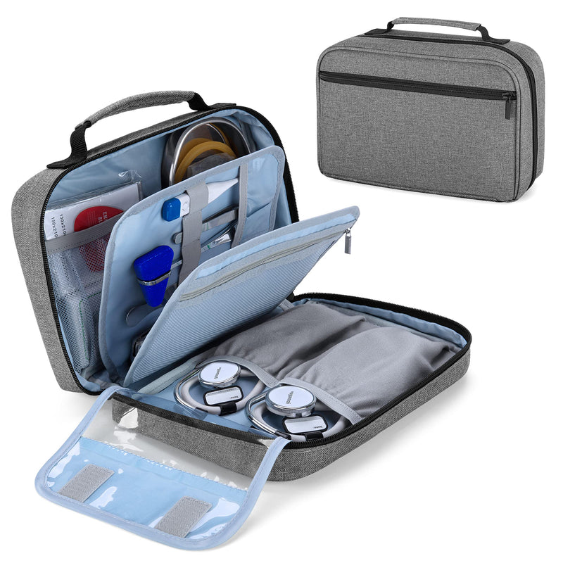 Damero Carrying Case for 2 Stethoscopes, Portable Stethoscope Case Compatible with 3M Littmann/ADC/Omron Stethoscope and Nurse Accessories, Grey - NewNest Australia