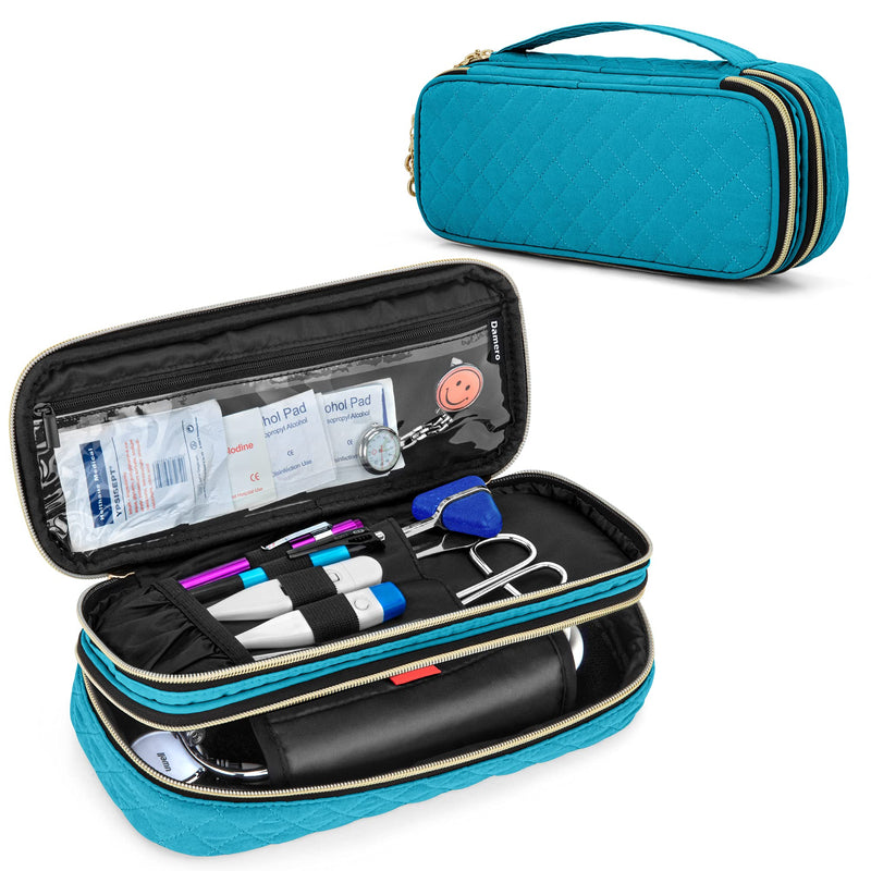 Damero Double Layer Stethoscope Case Compatible with 3M Littmann/ADC/Omron Stethoscope, Stethoscope Carrying Case Travel Bag for Nurse Accessories, Teal Large - NewNest Australia