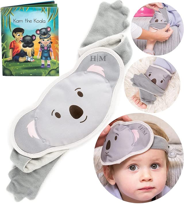 Halo Mask Kids Ice Pack for Injuries -"Kam The Koala" Kids Ice Pack - Cold Compress for Kids - Children's Hot & Cold Packs for Pain Relief, Fever, First Aid - Gel Ice Packs with Storybook - NewNest Australia