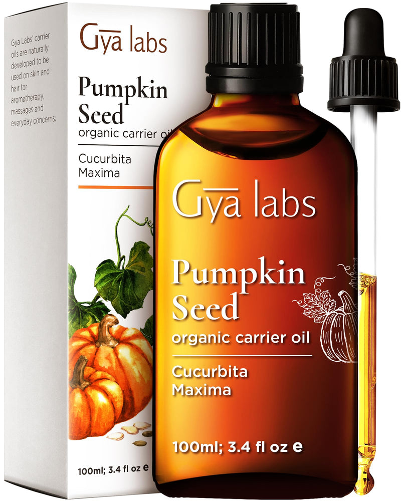 Gya Labs Organic Pumpkin Seed Oil for Hair Growth - 100% Pumpkin Seed Oil Cold Pressed for Skin - Pumpkin Oil for Hair, Skin, Face, Nourishing & Strengthening (100ml) 100 ml (Pack of 1) - NewNest Australia