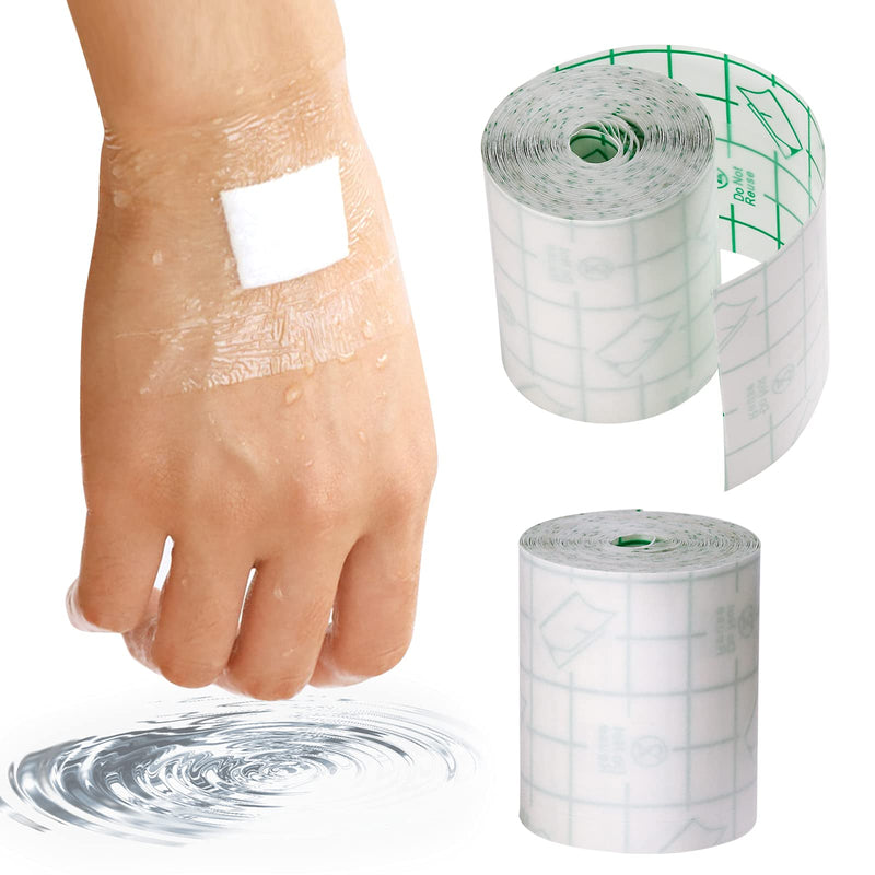 BOHAO 2 roll Waterproof Transparent Bandage Film Roll Adhesive Tape Medical Wound Tattoo Aftercare Waterproof Bandage Dressing Plaster Stretch Fixation Tape Anti-Allergic Self-Paste Swimming(5cm*5m） - NewNest Australia