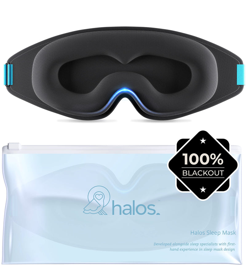 100% Blackout Sleep Masks for Women & Men - Sleeping Mask - Zero Eye Pressure Blackout Eye Mask for Sleeping -Our Halo Sleep Eye Mask Includes a Storage Pouch- Black Eye Mask for Travel or Blindfold - NewNest Australia