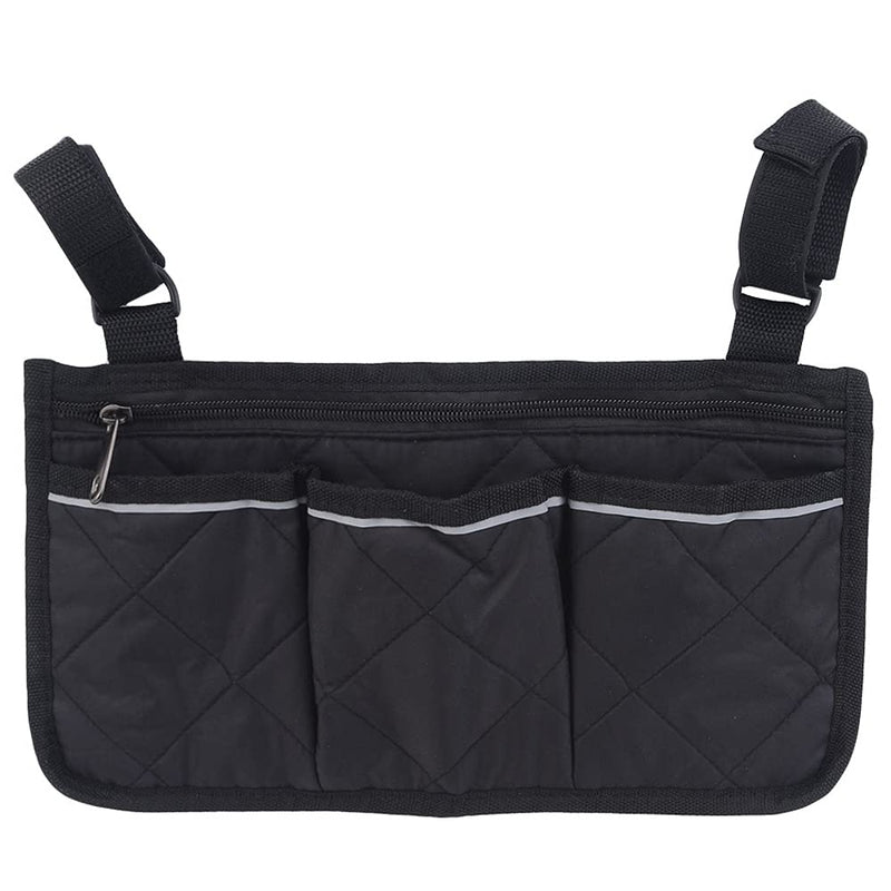 Black Wheelchair Armrest Storage Bag with Reflective Strips Wheelchair Pocket Storage Bag Wheelchair Storage Bag Fits Bed Rail Scooters Walker Power Wheelchair - NewNest Australia