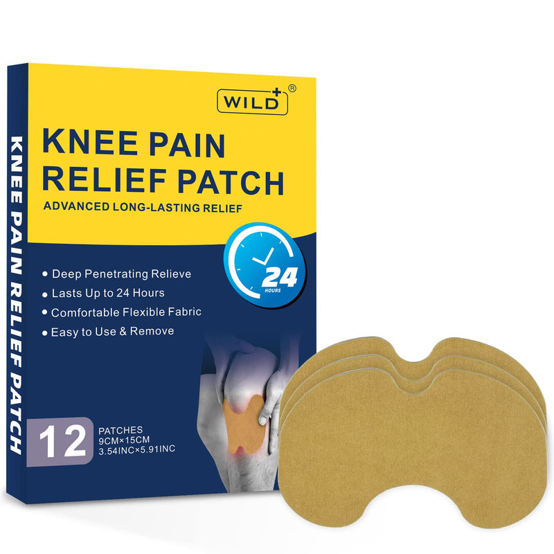 WILD+ Knee Pain Relief Patch, Large 12PCS Max Strength Knee Patches Pain Relief Plaster Heat Patches, Arthritis Back Pain Relief Pads Pain Relieving for Neck/ Knee/Back/Muscle/Joint Pain - NewNest Australia