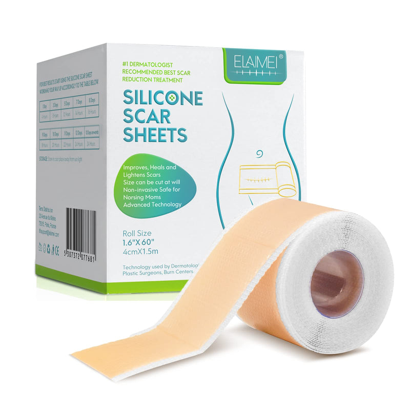 Silicone Scar Sheets, Effective and Medical Silicone Tape for Surgery Scars, Silicone Scar Strips for Body Scar, Burn Scar, and Keloid Scar Treatment (1.6” x 60”Roll-1.5M) 1.6” x 60”Roll-1.5M - NewNest Australia