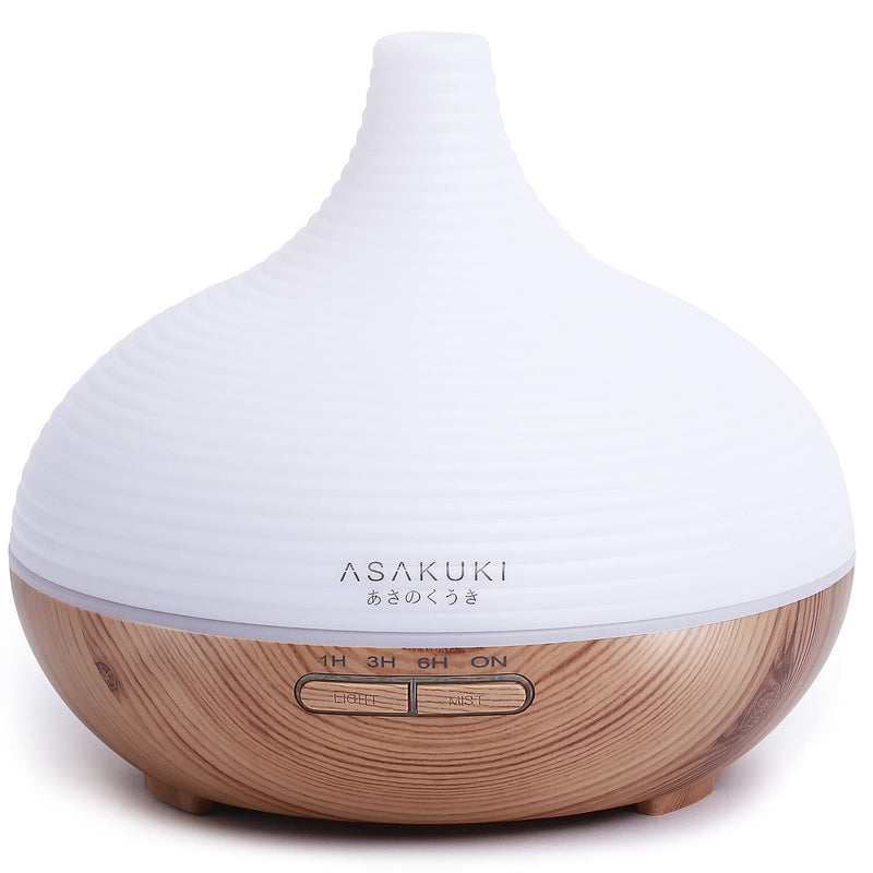 ASAKUKI 300ml Essential Oil Diffuser, Premium 5 In 1 Ultrasonic Aromatherapy Scented Oil Diffuser Vaporizer Humidifier, Timer and Waterless Auto-Off, 7 LED Light Colors-Yellow A-yellow - NewNest Australia