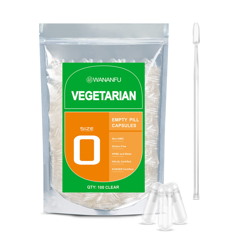 WANANFU Size 0 Empty Capsules Vegetarian (100 Count) Bundle with Micro Lab Spoon with Powder Tamper, Compatible with Capsule Filling Machine 100 Count (Pack of 1) - NewNest Australia