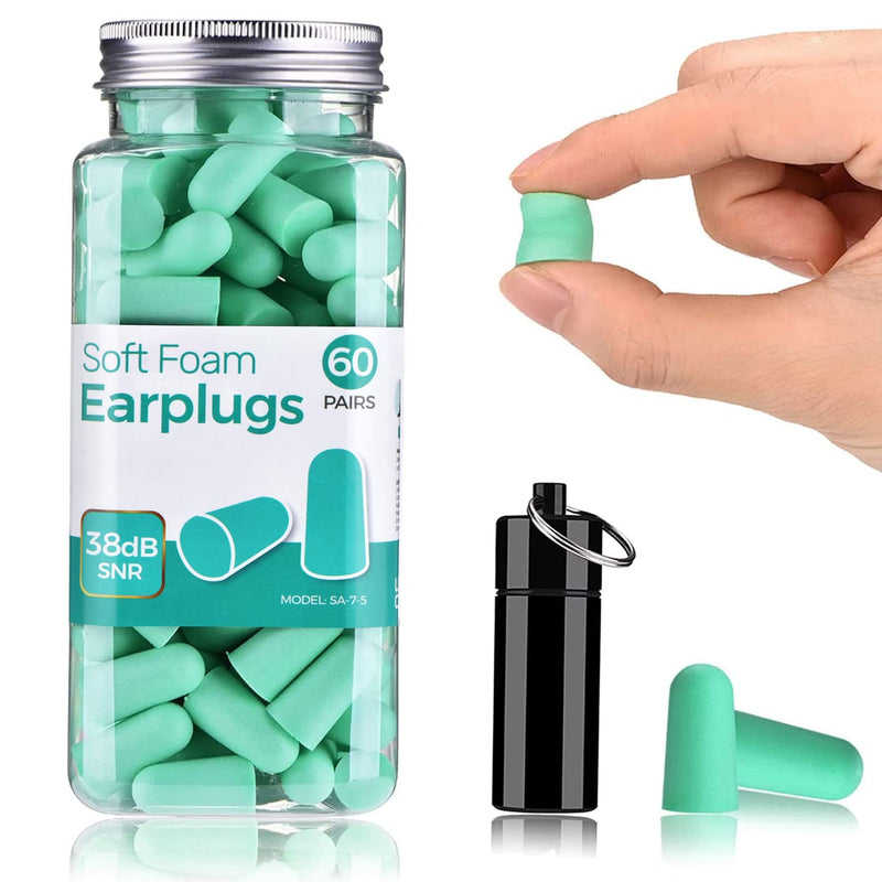 Ultra Soft Foam Earplugs, Noise Cancelling Earplugs for Sleeping, 38dB Highest SNR, One Size Fits virtually Every Wearer for Snoring, Studying, Travel, Motorcycle, Loud Noise etc 60 Pair- Mint Green - NewNest Australia