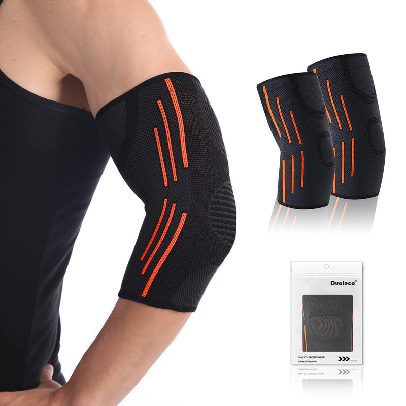 Dualeco Elbow Supports 2 Pack, Anti-Slip Elbow Support Brace for Men/Women, Breathable Elbow Brace for Joint Pain Relief/Arthritis/Recovery, Elbow Compression Sleeve for Weightlifting/Golfers L - NewNest Australia
