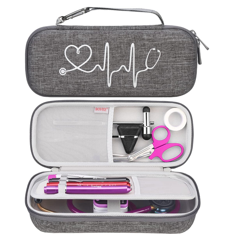 BOVKE Travel Case for 3M Littmann Classic III, Lightweight II S.E, Cardiology IV Diagnostic, MDF Acoustica Lightweight Stethoscope - Extra Room for Taylor Reflex Hammer and Penlight, Volcanic Grey - NewNest Australia