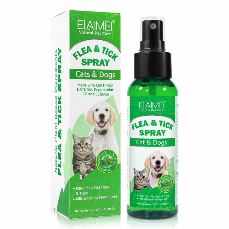 Flea & Tick Spray for Dogs & Cats - Natural Organic Lavender Essential Oils Pets Care Treatment Anty Fleas and Ticks Killer (100ml) 100ml Flea & Tick Spray - PawsPlanet Australia