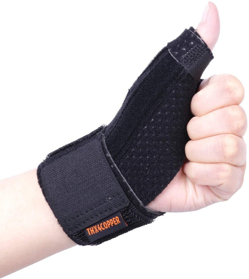 Thx4COPPER Compression Reversible Thumb & Wrist Stabilizer Splint for BlackBerry Thumb, Trigger Finger, Pain Relief, Arthritis, Tendonitis, Sprained, Carpal Tunnel, Stable, Breathable，S/M S-M - NewNest Australia