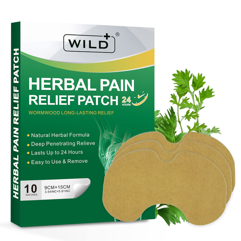 WILD+ Pain Relief Patches, 10PCS Large Max Strength Heat Patches Arthritis Joint Knee Patches, Herbal Warming Pain Relief Plaster Pain Relieving for Neck/Shoulder/Back/Muscles/Knee Pain 10 PCS - NewNest Australia