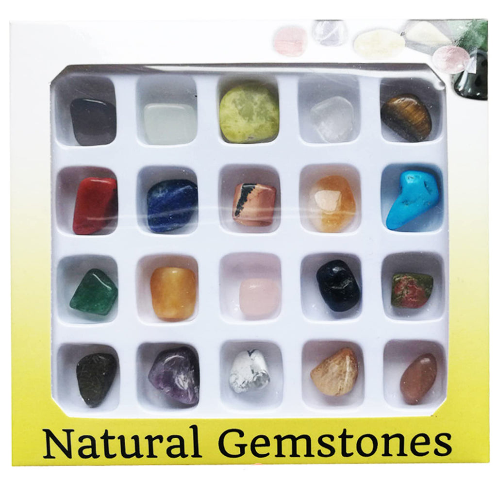 Crystal Sets for Beginners, Rock Mineral And Fossil Kit, Mineral Rock Variety Tumbled Rough Gemstone Meteorite Fragment Healing Energy Crystal Collection Box (20pcs Tumbled Mini Stones) - NewNest Australia