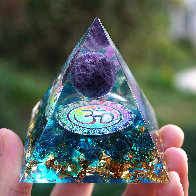 ycyingcheng 6CM Pyramid Ogan Crystal Energy Tower Nature Reiki Chakra Crushed Stone, Ganesha Pattern Wisdom Wealth Crystal Orgone Pyramid Amethyst Healing Christmas Thanksgiving Gift H - NewNest Australia