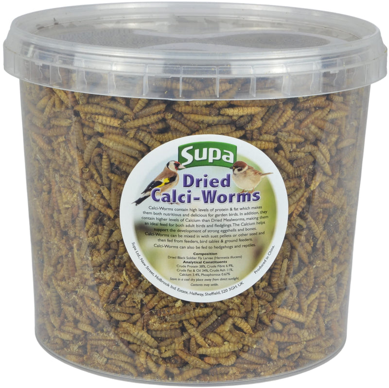 Supa Dried Calci Worms for Wild Birds, 3 Litre Bucket, High Energy Protein Rich Treat For Garden Birds, Attract More Birds To Your Garden, Quality Wild Bird Food. - PawsPlanet Australia