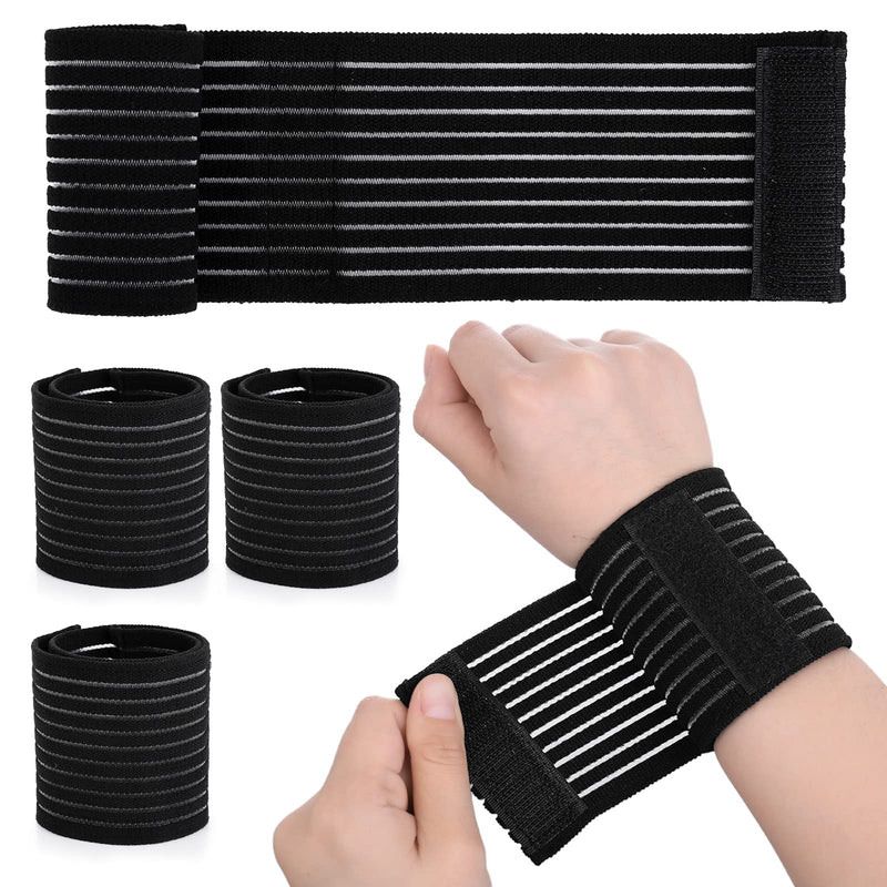 Sibba Elastic Wrist Band Wrap 4 Pieces Breathable Polyester Sleeve Compression Brace Wristband Hand Supports Splint Support Strap for Tennis Gym Sport Men Women Black - NewNest Australia