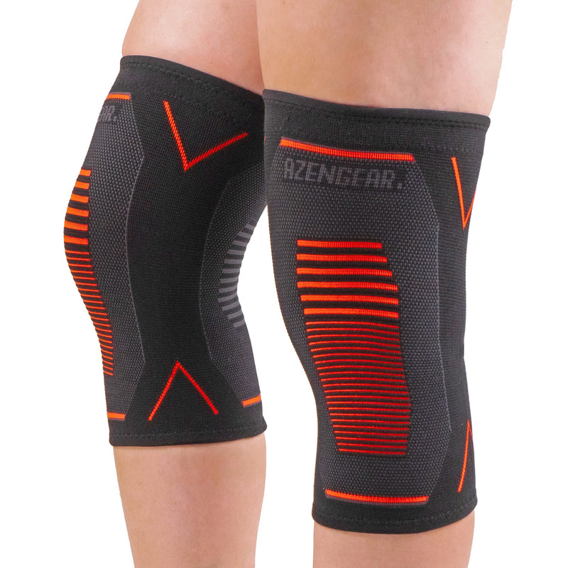 aZengear Knee Support Brace (Pair) - Compression Knee Sleeve for Joint Pain, Ligament Injury, Meniscus Tear, Arthritis, ACL, MCL, Running, Weightlifting, Squats (L) L - NewNest Australia