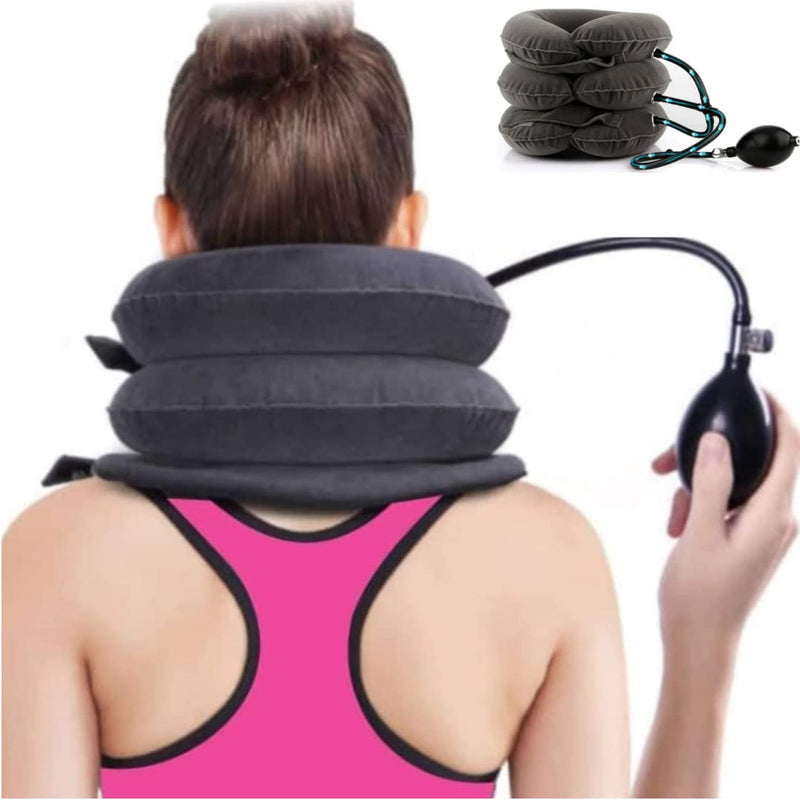 Spinegear Inflatable Neck traction for Home use medically approved 3 layers Air Cervical brace device Spine Shoulder Support for Neck Pain Pinched Nerves & Muscle Strain Collar Stretcher (One Size) - NewNest Australia