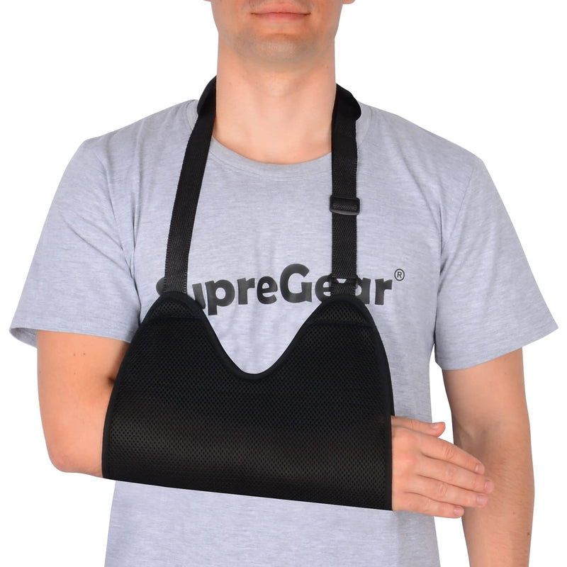 supregear Mesh Arm Sling with Soft Shoulder Cushions, Adjustable Breathable Shoulder Immobilizer Shower Arm Sling Lightweight Medical Shoulder Elbow Support for Women Men, Fits Left/Right Arm, Black - NewNest Australia