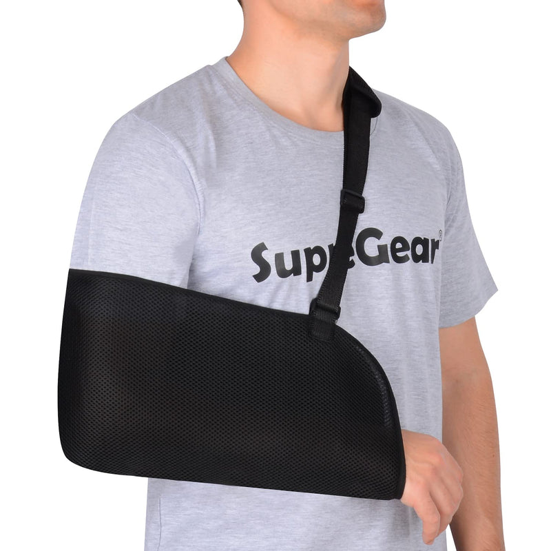 supregear Arm Sling, Adjustable Mesh Shoulder Immobilizer Arm Sling for Shower Breathable Medical Shoulder Elbow Support for Women Men, Fits Left/Right Arm, Black - NewNest Australia