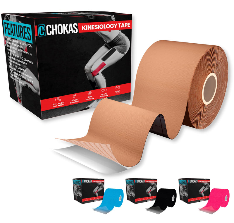 CHOKAS Kinesiology Tape 5m Roll, Elastic Therapeutic Sports Tape for Shoulder, Ankle, Elbow, Wrist, shin Splints and Knee Support, Waterproof Physio Body Tape for Muscle Pain Relief, Boob Tape Skin - NewNest Australia