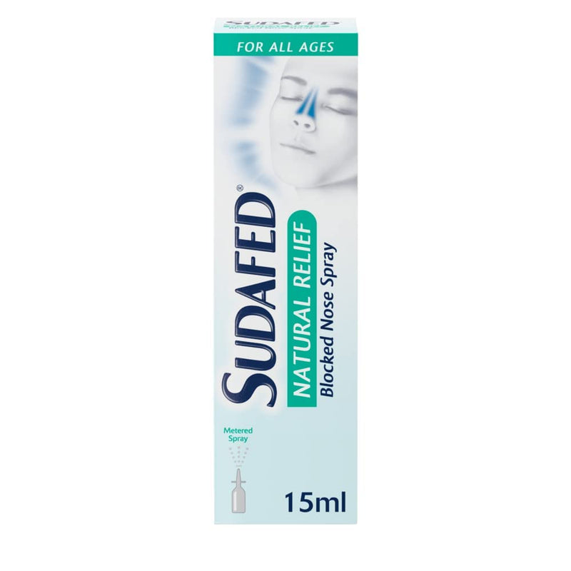 Sudafed Natural Relief Blocked Nose Spray, Cleanses and Hydrates The Nasal Passage, a Natural Congestion Relief from Cold or Sinustis, No Preservatives, 15 ml - NewNest Australia