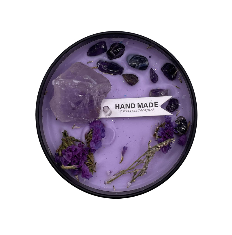 Wicca Witches Crystal Candles for Energy Cleansing and Positive Vibes and Protection - Modern Lucky Charms Candle for Men and Women - 35+ Hours Long Lasting Natural Soy Wax Candles Light Purple - NewNest Australia