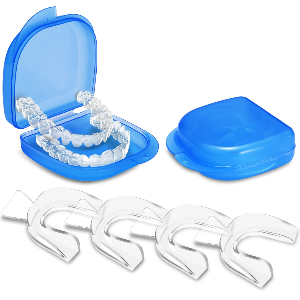 Mouth Guard for Teeth Grinding, 4 Pack Teeth Guard for Night Grinding, 2 Pairs Moldable Fit Night Mouth Guard with Carry Case, Custom Fit Teeth Retainers for Better Sleep, Improve Sleep Quality - NewNest Australia