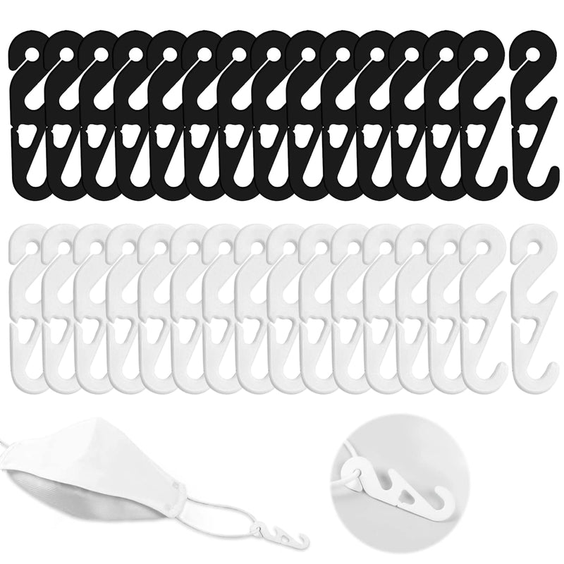 30Pcs Mask Ear Hooks, 3 Position Adjustable Ear Clips, Mask Extension Hooks for Ear Pain Relief, Earmuffs for Adults and Children, Black, White - NewNest Australia