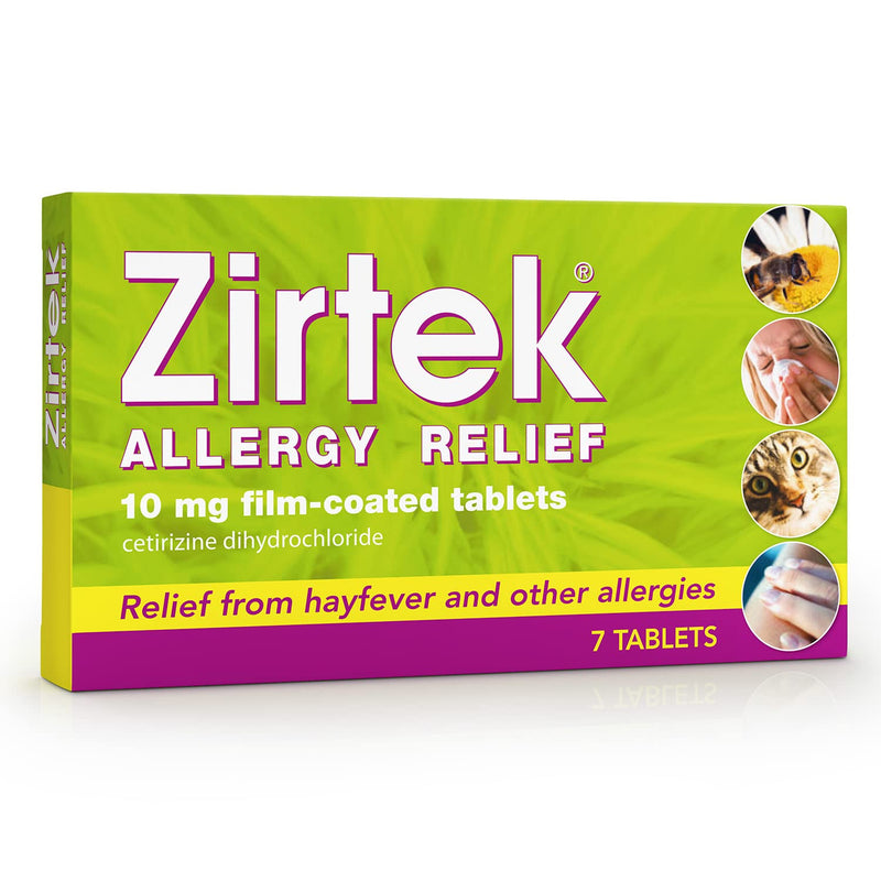 Zirtek Allergy Relief, Pack of 7 Tablets x 6 | Hayfever, Dust, Pets, and Hives | Cetirizine Antihistamine Tablet | Helps Relieve Allergic Symptoms | For Adults and Children Over 6 Years - NewNest Australia