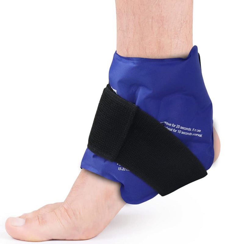 NEWGO Ankle Ice Pack Wrap for Injuries Reusable, Hot Cold Therapy Gel Foot Ice Pack for Pain Relief, Ankle Swelling, Achilles Tendinitis, Plantar Fasciitis, Sprained, Surgery Recovery (Blue) Blue - NewNest Australia