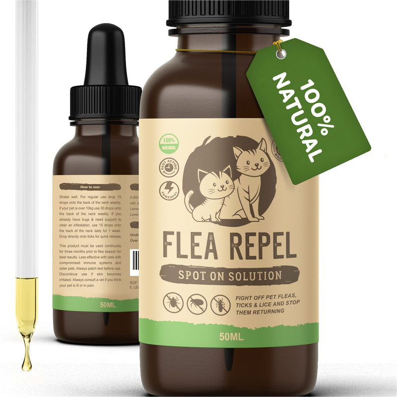 Flea Treatment for Cats | Works on Flea & Tick | All Natural Safe Formula & Easy To Apply | 50ml Spot On Application - PawsPlanet Australia