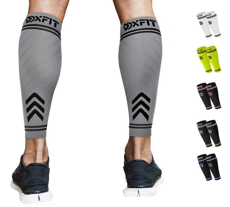 OXFIT Calf Compression Sleeve for Men & Women - Shin Splints Support, Calf Sleeves Ideal for Running, Injury Recovery, Leg Socks, Muscle Cramps - Pair (S, Grey) S - NewNest Australia