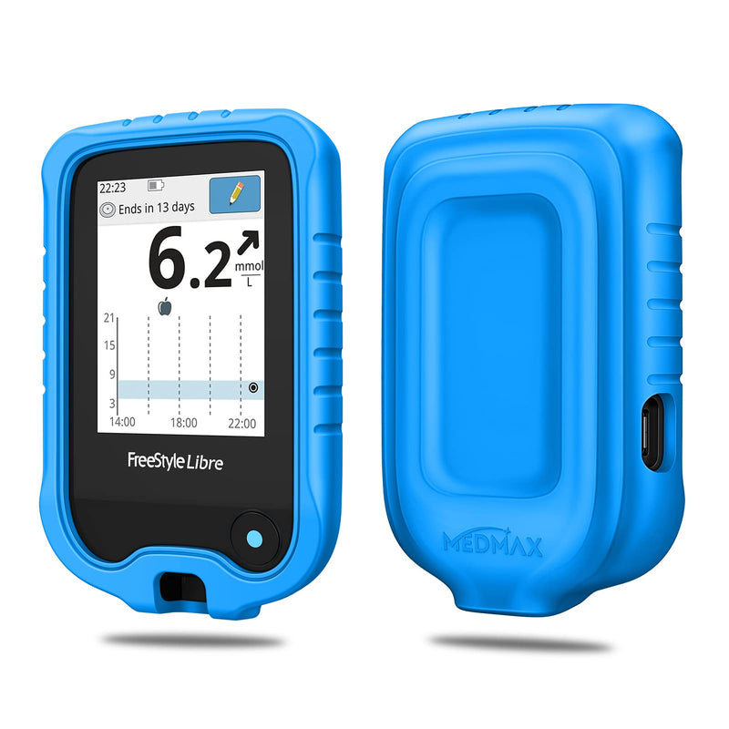 MEDMAX Silicone Case for Freestyle Libre 3 2 / Libre Reader, Lightweight Shockproof Anti Slip Protective Cover Soft Gel Skin with Raised Bezel for Freestyle Libre 3 2 & Libre, (Blue) Blue - NewNest Australia