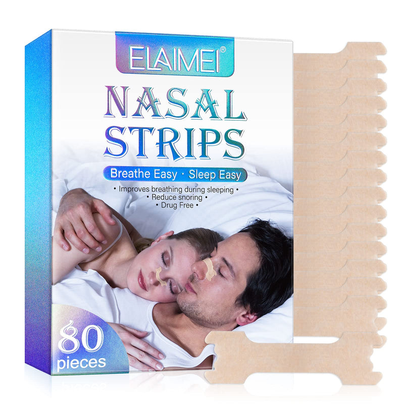 80 Pieces Nasal Strips (66x19mm), Drug-Free Extra Strength Nose Strips for Breathing, Instantly Relieves Nasal Congestion, Helps Reduce Snoring, Improves Sleep, Clinically Proven 80 Pieces - NewNest Australia