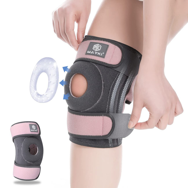 MAYKI Knee Brace with Patella Gel Pad for Women 1 PCS, Adjustable Breathable Knee Supports for Arthritis/Ligament Damage, Running/Weight Lifting One Size Grey & Pink - NewNest Australia