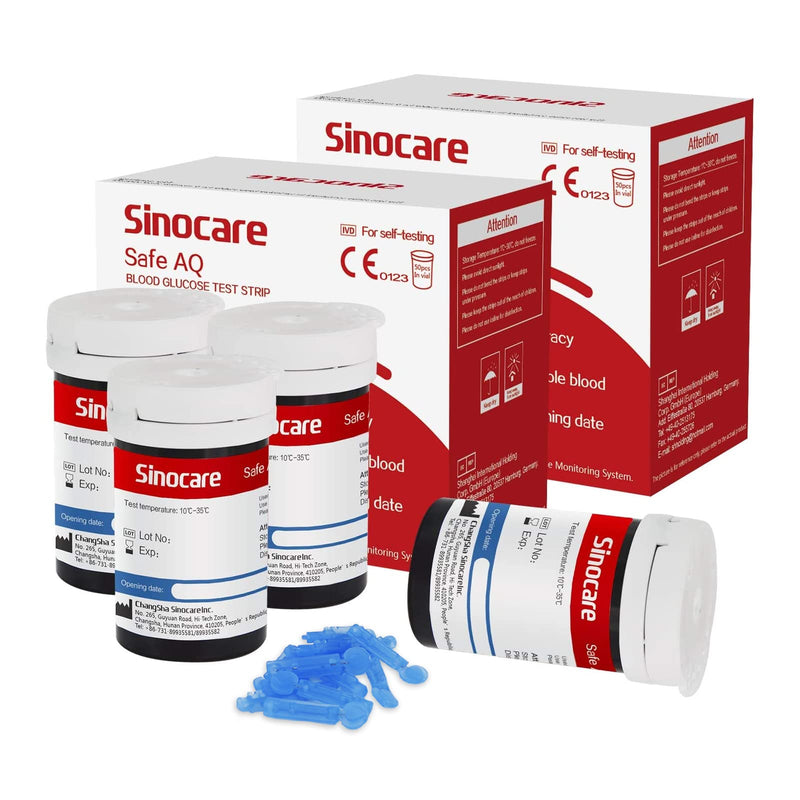 sinocare Blood Glucose Test Strips x100 & Lancing Devices x 100, Diabetic Strips Only for sinocare Safe AQ Smart Blood Glucose Monitor or Safe AQ Voice Blood Glucose Monitor Safe AQ Test Strips x 100 - NewNest Australia
