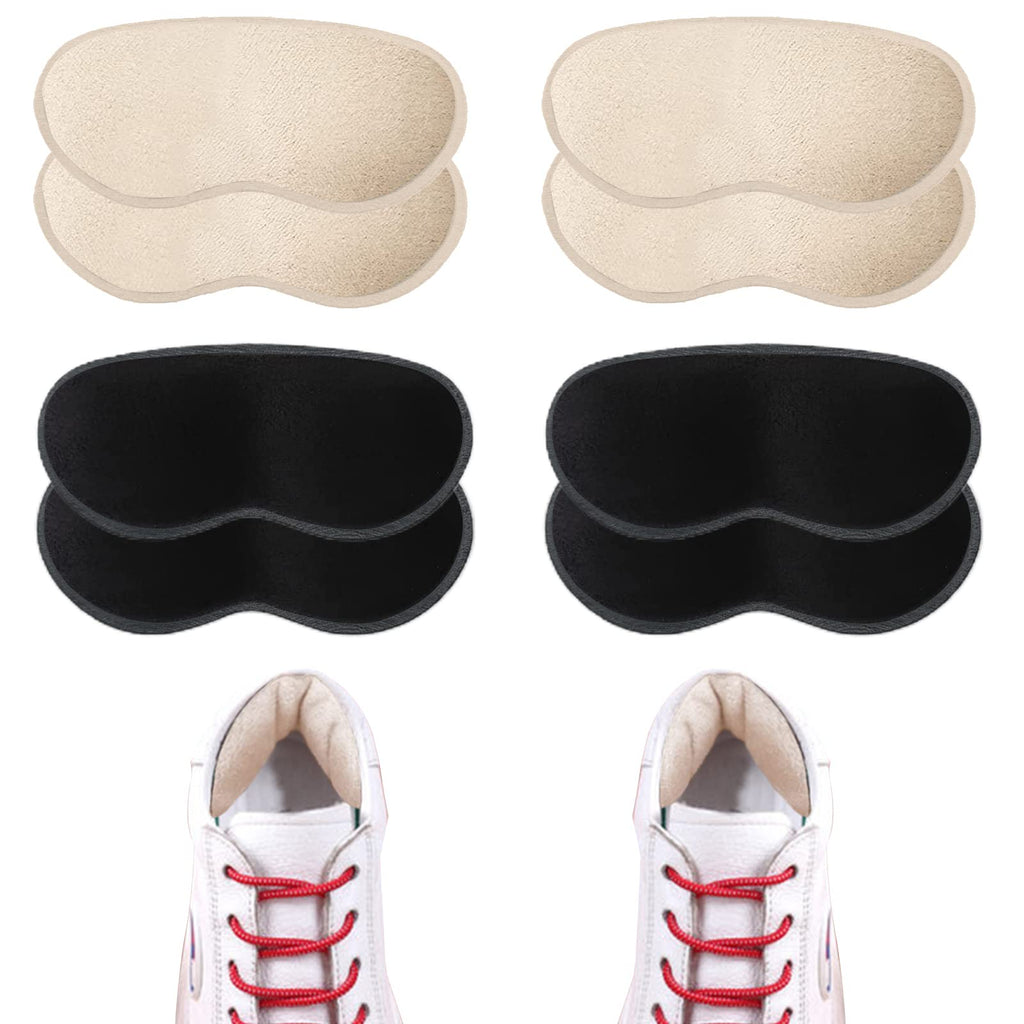 Heel Grips for Kids and Ladies Shoes, Soft Heel Cushion Pads Heel Grips for Shoes Too Big Self-adhensive Shoes Heel Inserts for Prevent Rubbing and Sliding(Black+Beige) (4 Pairs) 4 Pairs - NewNest Australia