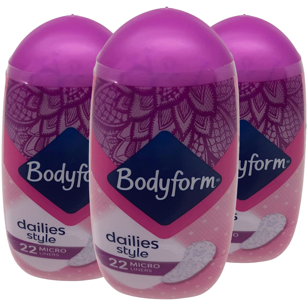 Bodyform Micro Liners Dailies Style Panty Liners for Women x22 Discreet Liners Per Pack Multipack Bulk Buy Containing 3 Packs (66 Pant Liners Total) - NewNest Australia