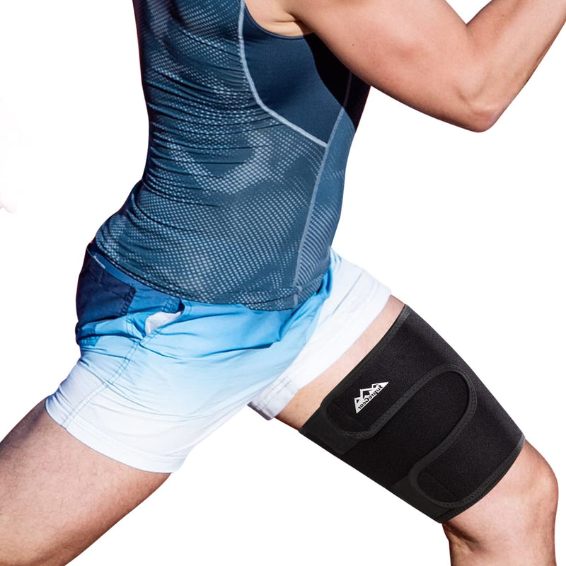 supregear Thigh Brace Support, Adjustable Thigh Compression Sleeve Neoprene Hamstring Quad Wrap Breathable Non-Slip Upper Leg Brace Leg Slimmer for Women Men Pulled Groin Muscle, Quadriceps, Black - NewNest Australia