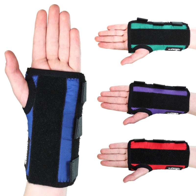 Solace Bracing Children's Wrist Support (4 Fun Colours) - British Made & NHS Supplied Kids Wrist Brace w/Removable Splint - No.1 for Fractures, Breaks, Injuries & More - Blue - Small - Right Hand - NewNest Australia